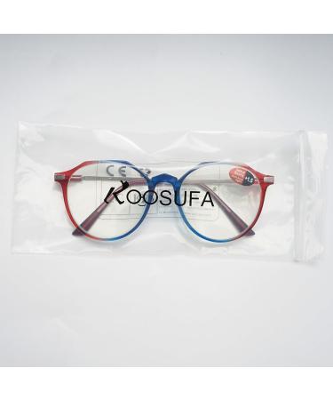 Koosufa Round Reading Glasses | Blue Light Filter for Men & Women | Ultra Light Anti-Fatigue Aid | Strengths 0.0 to 4.0 | Fashionable Computer Frames - Buy Online on GoSupps.com
