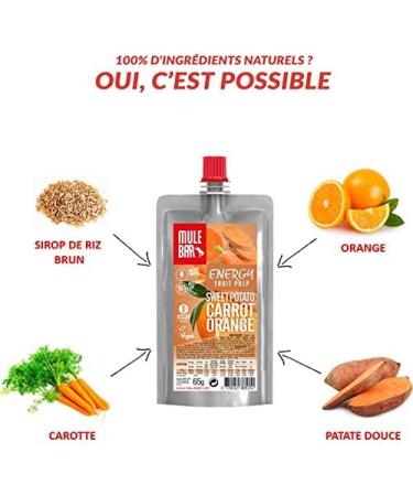 Mulebar - Compote Energ tique Sport - Sweet potato - Orange - Carrot - 65g - vegan - Gluten Free - Made in France - Buy Online on GoSupps.com