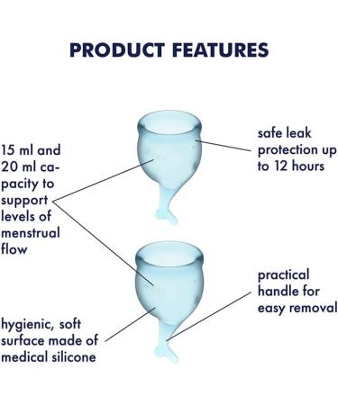 Satisfyer Feel Secure Menstrual Cup - Reusable Silicone Period Cup with 2 Sizes for All Flows - Soft Flexible Easy Insertion & Removal - Buy Internationally - Buy Online on GoSupps.com