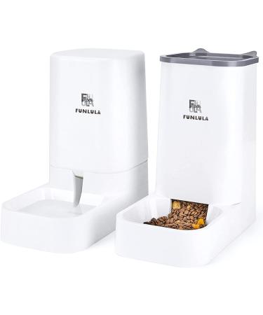 Self-Dispensing Pet Food and Water Feeder Bundle for Cats and Dogs - Automatic Gravity Dispenser Station Set for Large, Medium, Small Pets - Square Design in White - Buy Online on GoSupps.com