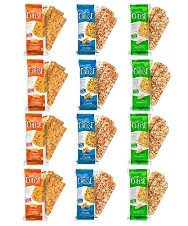 Just the Cheese Bars, Low Carb Snack - Baked Keto Snack, High Protein, Gluten Free, Low Carb Cheese Crisps - Variety Pack, 0.8 Ounces (Pack of 12)