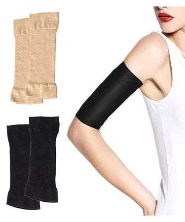 2 Pairs Arm Slimming Shaper Arm Compression Sunscreen Wrap Sleeve for Women Weight Loss Upper Arm Shaper Helps Lose Arm Fat Toneup Arm Shaping Sleeves for Beauty Women