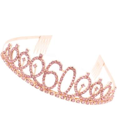 Minkissy Birthday Crown 60th Rhinestone Birthday Tiara with Comb Crystal Princess Tiara Headband for Birthday Party(Rose Gold) - Buy Online on GoSupps.com