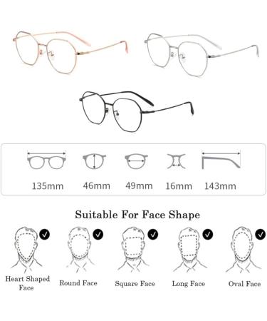 Shop Gharaz Anti-Blue Light Glasses - Fashionable Polygonal Metal Frames for Men & Women (Black 2.0+) - Buy Online on GoSupps.com