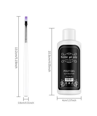 Freeorr Nail Extension Gel Solution - 2 Pieces Poly-Gel Slip Solution 45ml Beige DIY Nail Builder with 2 Brushes - Buy Online on GoSupps.com