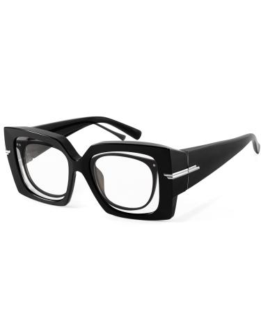LVIOE Blue Filter Glasses Glasses Wearers and Non-Glasses Wearers Reduces Eye Strain Gaming Glasses Blue Light Filter Black