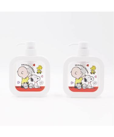 Finex 2 Pcs Peanuts White Dog Empty Refillable Pump Plastic Bottle Dispensers for Hand Sanitizer Liquid Soap Shower Gel Shampoo Conditioner Lotion Bottles Bath Bathroom Accessories White (Peanuts Dog X 2)