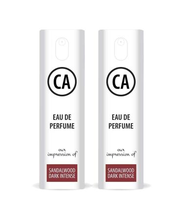 CA Perfume Sandalwood Dark Intense For Men & Women Fragrance Refillable Atomizer Sample Travel Size Concentrated Hypoallergenic Long Lasting Eau de Parfum Spray 0.33 Fl Oz/10ml-X2