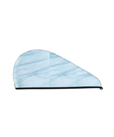 Hair Towel Wrap Hair Drying Towel with Button Towel Turban Head Towel to Dry Hair Quickly (Blue Marble)