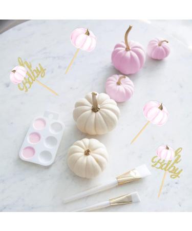 Oh Baby Pumpkin Cupcake Toppers 24 Pcs Pumpkin Cupcake Topper for Fall Pumpkin Baby Shower Gender Reveal Decoration (Pink) - Buy Online on GoSupps.com