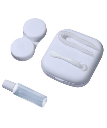 Contact lens box set white - Premium lentil container storage travel case lens box contact lens tank cleaning hygiene portable safe lentil care contact lens accessories 2 pieces 1 set white
