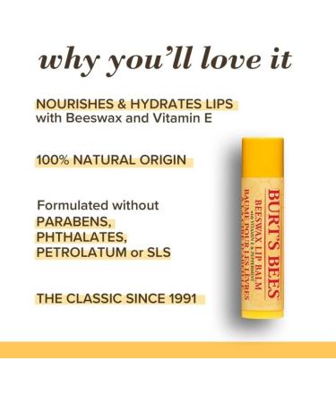 Burt's Bees 100% Natural Moisturizing Lip Balm Beeswax - 2 Tubes 2 Count Value Pack - Buy Online on GoSupps.com
