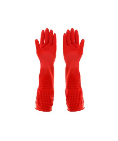 1 Pair Heavy Duty Rubber Gloves with Extra Long Cuffs Durable Kitchen Gloves with Non-slip Grip Car Washing Gloves Suitable for Dish washing Household Cleaning Gardening Size S 1 S