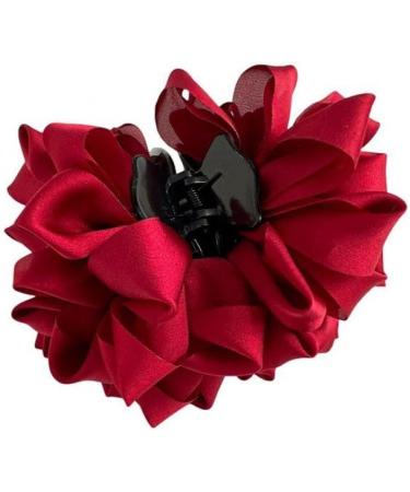 Large Silk Flower Bow Hair Claw Jaw Clips Stylish Hair Clamps Wedding Barrettes Hair Accessories for Women and Girls Wine Red - Buy Online on GoSupps.com