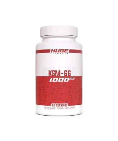 Huge Supplements KSM-66 Ashwaghanda High Potency 5% Withanolides 1000mg of Clinically Studied KSM66 (120 Capsules)