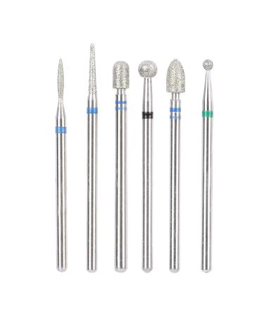 Nail Drill Bit Set 6Pcs Stainless Steel Nail Drill Heads Manicure Accessories Nail Art File Bits Tools(#8)