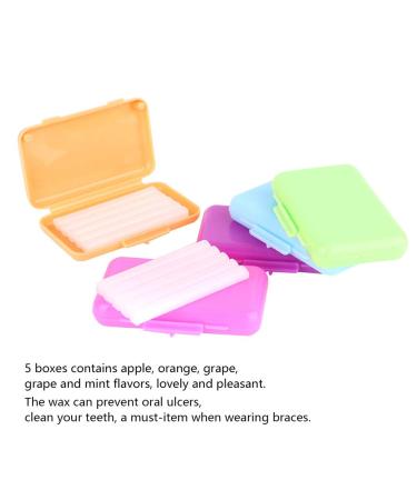 Orthodontic Relief Wax - 5 Boxes with Apple Orange Grape & Mint - Prevent Mouth Ulcers & Maintain Oral Care - Lightweight Medical Quality - Buy Online on GoSupps.com
