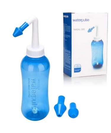 500ml Sinus Rinse and Nasal Irrigation Nose Care Perfect for Cleaning Your Sinuses Nose Allergies Colds and General Hygiene for Adult & Kid BPA Free Nasal Wash Bottle Soothing Wash(Blue)