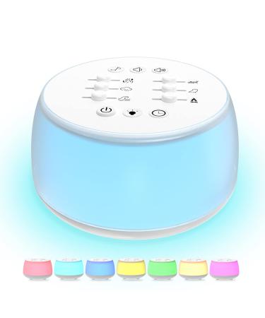White Noise Machine Night Light for Sleeping Baby Adults Kids, Sound Machine with 19 Mixable Soothing Sounds, Noise Maker with Memory Function and Timer, Plug in, Sleeping Machine for Bedroom Home