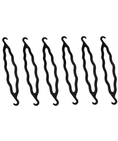 6 x black plastic-dutt maker Locken writer Former double hook hairstyling crooked hairpins twist braided tool ponytail roll dutt braid buds hair clips