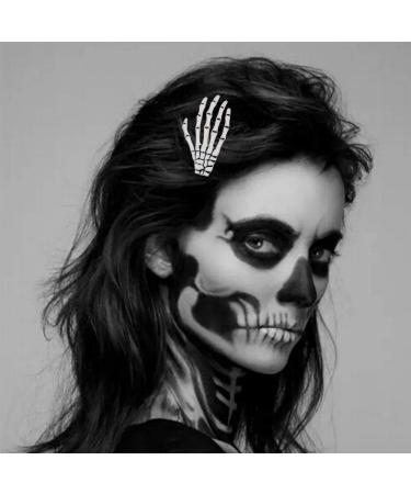 Halloween Skeleton Hands Bone Hair Clips - White and Black (2 Pairs) - Punk Rock Horror Hair Accessories for Women and Girls - Buy Online on GoSupps.com