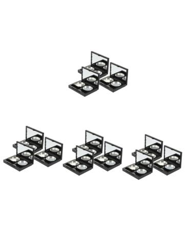 DOITOOL 12 Sets Double Box Eye Shadow Box Highlighter Refillable Tin Jar Empty Eye Shadow Case Travel Sample