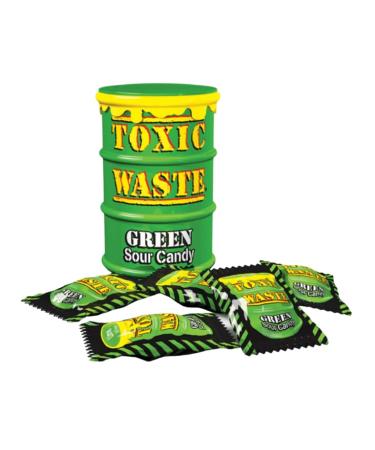 Toxic Waste Candy Green Drums 12 Pack - Kiwi Lime Green Grape Melon & Green Apple | Imported from USA | International Shipping Available - Buy Online on GoSupps.com
