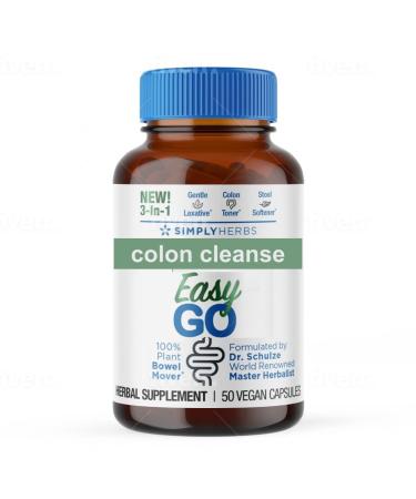 Dr. Schulze's Easy GO Bowel Mover - Formulated Gentle Laxative Colon Toner & Stool Softener | 100% Plant Natural Bowel Cleanse - Promotes Regular & Complete Bowel Movements - 50 Count Vegan Easy GO 50 Count (Pack of 1)