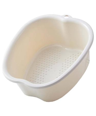 Foot Soaking Bath Basin  Sturdy Durable Plastic Foot Bath and Foot Massager Foot Bucket  Great for Getting the Dead/Old Skin Off Your Feet Portable Foot Tub (FITS UP to A Men's Size 11)(White)
