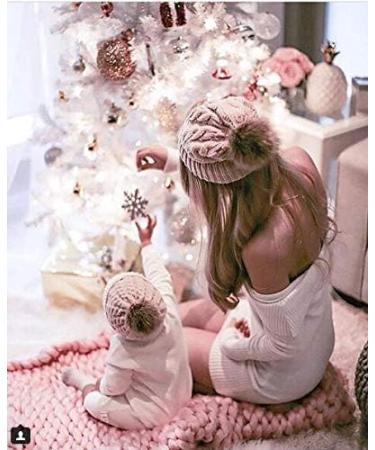 2PCS Family Matching Winter Knit Hat Set - Baby & Mother Black Ski Cap - Buy Online on GoSupps.com