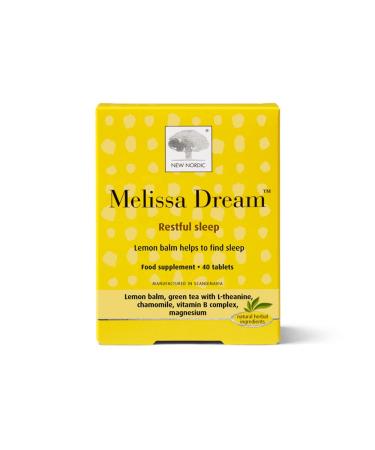New Nordic Melissa Dream Herbal Sleeping Tablets 40 Pack - Natural Insomnia Relief - Natural Sleep Aid Tablets - Vegan Herbal Sleeping Tablets For Adults