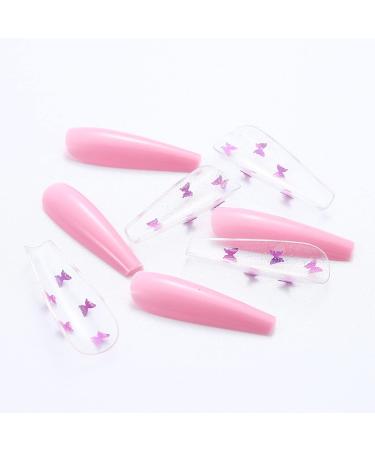 Brishow Butterfly Ballerina Pink Press On Nails - Long Lasting Acrylic Fingernails for Women & Girls | 24 Pieces - Buy Online on GoSupps.com