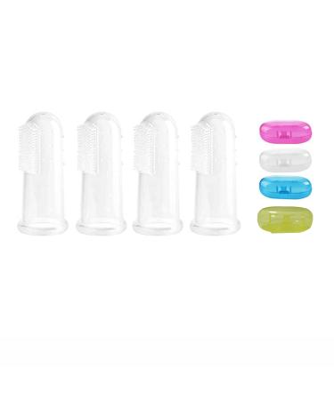 WOMGF 4x Baby Silicone Finger Toothbrush Toothbrush Set for Cleaning Teeth and Gum Massager with Storage Boxes