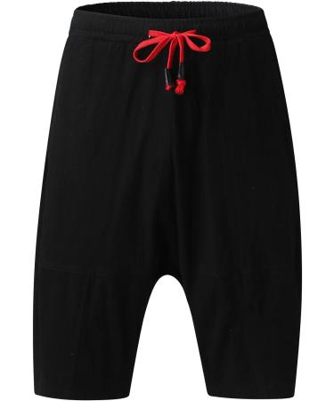 Men's Golf Shorts - Casual Cotton Linen Bloomers for Yoga - Black XL - Buy Online on GoSupps.com