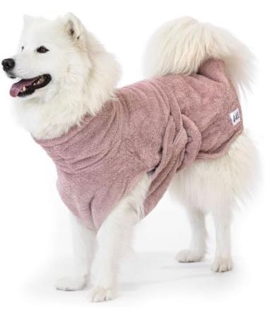 100% Organic Cotton Dog Bathrobe - Lills Extra Absorbent Wadder for Dogs | Pink S (50 cm Back Length) - Buy Online on GoSupps.com