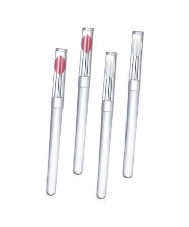 MAGICLULU 4pcs Silicone Lip Brush with Lid Silicone Eyeshadow Lipstick Brush Eyeshadow Cosmetic Make up Brush Eye Shadows Lip Gloss Brush Stainless Steel