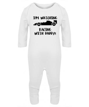 Hippowarehouse I'm Watching Racing with Daddy!! Baby Romper All in one Piece Unisex