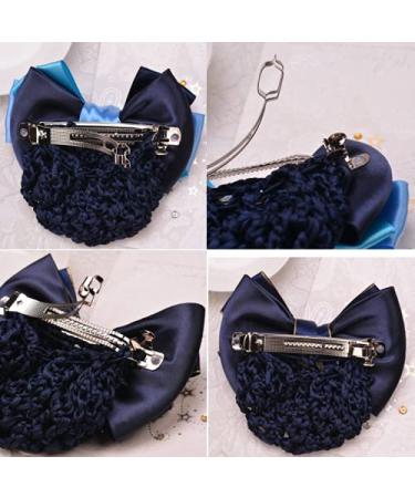 KDDOM Lady Bow Hair Bun Net - Blue | Professional Woman Barrette Snood Net Hair Clip - Buy Online on GoSupps.com