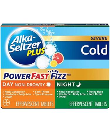Alka-Seltzer Plus Severe Day + Night Cold PowerFast Fizz Effervescent Tablets 20ct 20 Count (Pack of 1)