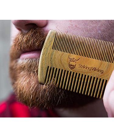 Sandalwood Beard Comb & Case - Pocket-Sized Wooden Comb for Beard & Mustache - Fine & Coarse Teeth - Ideal for Balms & Oils - Striking Viking (Black) - Buy Online on GoSupps.com