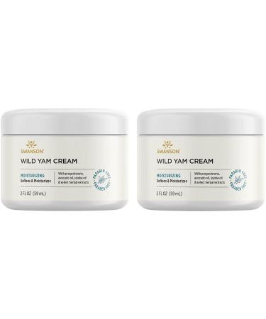 Swanson Wild Yam Cream - Formula for Women Promoting Perimenopause & Menopause Support - Women's Health Balm w/No Parabens for Comfort & Wellness - (2 fl. oz. Jar) 2 Pack)