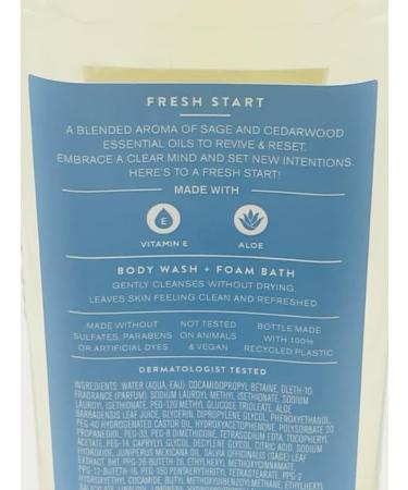 Sage + Cedarwood Fresh Start Aromatherapy Foam Bath Body Wash | 10oz | International Shipping Available - Buy Online on GoSupps.com