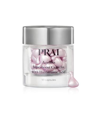 PRAI Beauty Ageless Superboost Capsules with Hyaluronic Acid - Anti-Ageing Skincare Support Hydrates & Moisturises - Improves Skin Elasticity & Plump Wrinkle & Fine Line Solution | 30 Capsules