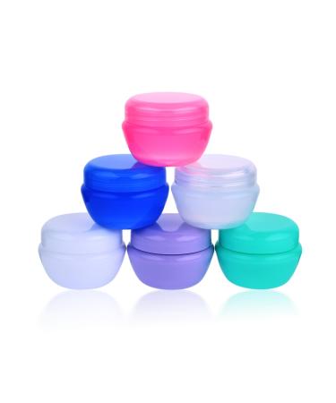 WLLHYF 6 Pieces Travel Containers for Toiletries Plastic Small Leakproof Cosmetic Makeup Jars with Lids Waterproof Seal Cream Jar Travel Accessories for Face Body Hand Cream
