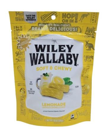 Wiley Wallaby Soft & Chewy Licorice - Lemonade Flavored Liquorice- Fat Free - Vegan - No High Fructose Corn Syrup-284g 1Pack