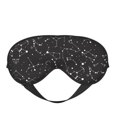 Starry divination constellation print Light blocking eye mask soft eye mask adjustable for sleep travel yoga etc Black