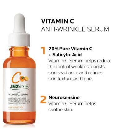 Pure 20% Vitamin C Face Serum | Anti-Aging & Brightening Serum with Hyaluronic Acid | 1 FL Oz for Smooth Youthful Skin - Buy Online on GoSupps.com