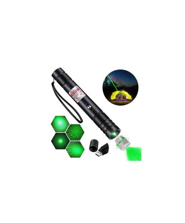 BKTLCAU High Power Laser Pointer, New Long Range Green Pointer, Tactical Flashlight Pen for Hiking, Outdoor, USB Recharge. Star Cap Adjustable Focus for Night Camping