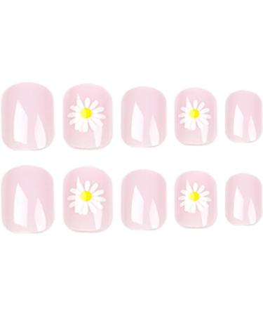 24pcs Light Purple Daisy Flower Stick on False Nails | Removable Press on Nails for Women/Girls - 0252Y90 - Buy Online on GoSupps.com