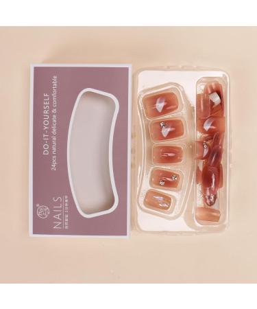 24Pcs/Set Press On Nails Mid length Ins Style With Diamond False Nails Acrylic Fake Nails Full Cover Nails Tips Artificial Finger Manicure Press on nails for Women and Girls - Buy Online on GoSupps.com